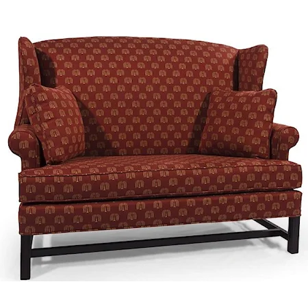 High Wing Back Settee with Rolled Arms